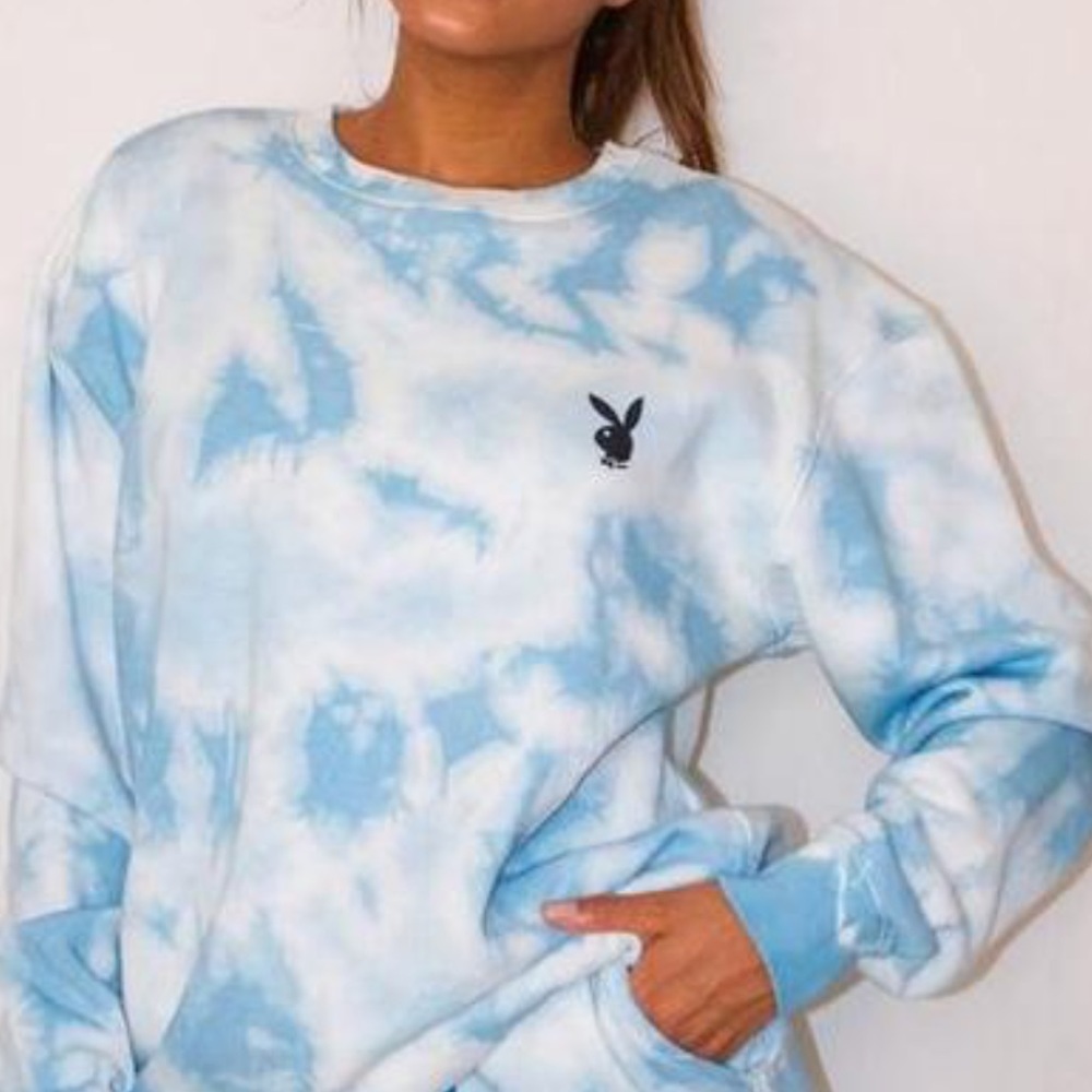 Playboy X Missguided Blue Tie Dye Crewneck